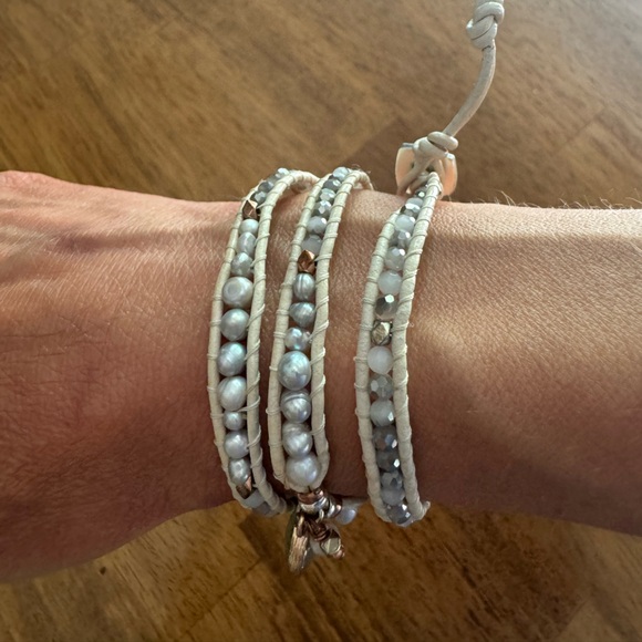 Nakamol Handcrafted Wire Wrapped Bracelet & Earrings Set Leather Natural Stones - Picture 9 of 15